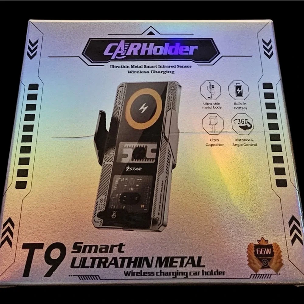 T9 Smart Ultrathin Metal Wireless Charging Car Holder